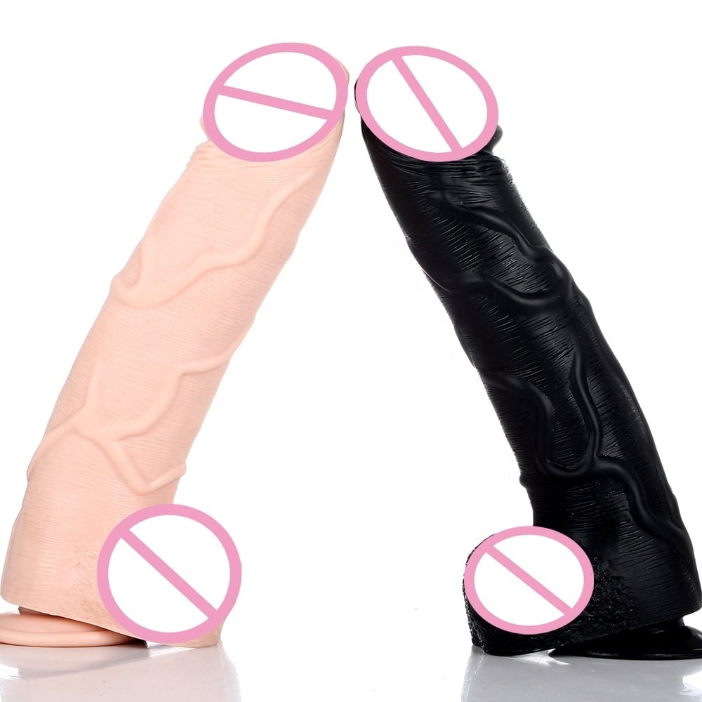 Two adult intimate products with pink ring handles, one in beige and one in black, displayed side by side against a white background